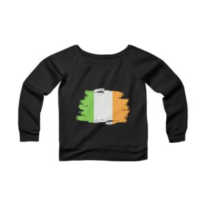 Off Shoulder St Patrick’s Day Sweatshirt – Irish Flag – Ireland – Women’s Sponge Fleece Wide Neck Sweatshirt