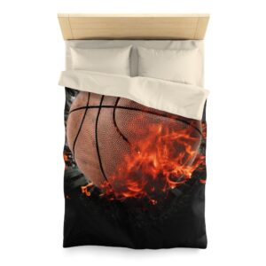 Basketball on Fire Duvet Cover – Basketball Bedding – Basketball Comforter – Microfiber Duvet Cover