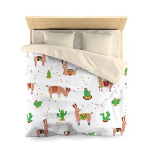 Llama and Cactuses Microfiber Duvet Cover | Llama Bedding | Llama Duvet Cover | Llama Lovers Bedding | Queen Bedding | Twin Bedding | Llama Gifts | Llama Printed | Llama