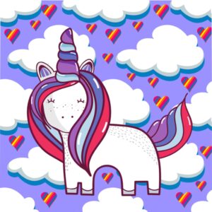 Unicorn and Clouds Microfiber Duvet Cover