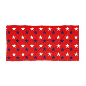 American Beach Towel – Red Whiite and Blue Stars – Patriotic – Memorial Day – Fourth of July – 4th of July – Beach Towel