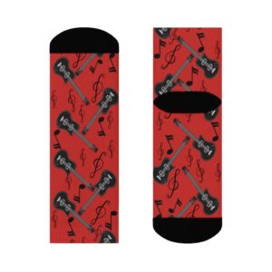 Red Guitar Socks – Ankle Length – Crew Socks