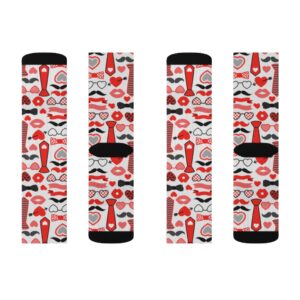 Fun Valentine’s Day Socks for him or her – Tie, Mustache, Lips – Great Valentine’s Day Gift