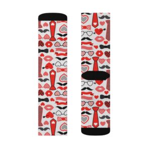 Fun Valentine’s Day Socks for him or her – Tie, Mustache, Lips – Great Valentine’s Day Gift