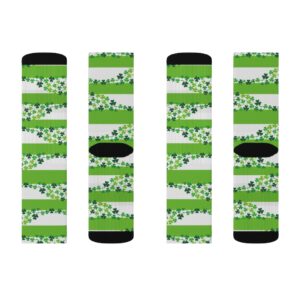 Striped Clover Socks – St Patrick’s Day Socks – st Paddy’s day – Sublimation Socks