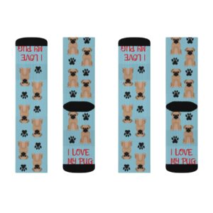 I Love My Pug Socks – Pug Lover – Pug Gift – Loves Pugs – Sublimation Socks