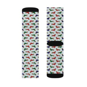 Dachshund in Sweater Socks – Doxie Socks – Love My Dachshund – Dachshund Owner Gift – Sublimation Socks