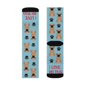 I Love My Pug Socks – Pug Lover – Pug Gift – Loves Pugs – Sublimation Socks