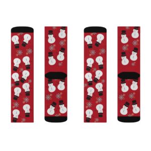 Red Snowman Christmas Holiday Sublimation Socks