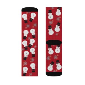 Red Snowman Christmas Holiday Sublimation Socks