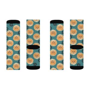 Pomeranian Socks – Customized Pomeranian Socks – Pomeranian Owner Gift – Love My Pomeranian – Pom Socks – Sublimation Socks