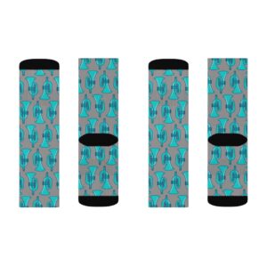 Grey and Aqua Trumpet Socks – Sublimation Socks