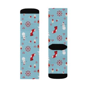 Winter Wonderland Christmas Socks – Holiday Socks – Blue, Red and White – Christmas Sublimation Socks