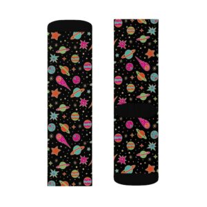 Neon Space Socks – Bright Space Socks – Fun Space Socks – Sublimation Socks