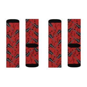 Red Guitar Socks – Guitar Themed Gift – Loves Guitars – Plays Guitar – Guitar Player Gift – Band Gift