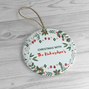 Personalized Wreath Christmas Holiday Ceramic Ornaments – Personalised