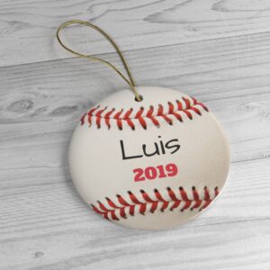 Personalized Baseball Ceramic Ornament with Name and Year