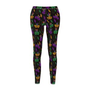 Mardi Gras Leggings – Masks and Beads – Women’s Cut & Sew Casual Leggings