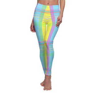 Easter Pastel Colored Leggings – Easter Plaid – Women’s Cut & Sew Casual Leggings