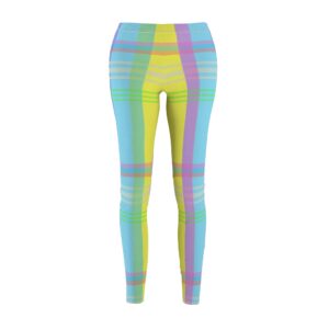 Easter Pastel Colored Leggings – Easter Plaid – Women’s Cut & Sew Casual Leggings