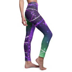 Mardi Gras Lights and Beads Trendy Leggings – Beads Leggings – Women’s Cut & Sew Casual Leggings