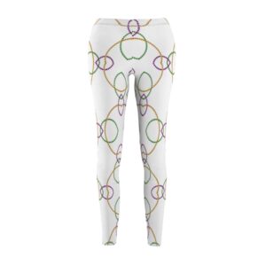 Mardi Gras Leggings – White Legging with Mardi Gras Beads design – Women’s Cut & Sew Casual Leggings