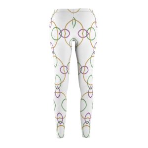 Mardi Gras Leggings – White Legging with Mardi Gras Beads design – Women’s Cut & Sew Casual Leggings