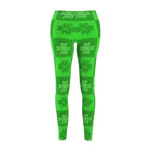 Light Green Dark Green Shamrock St Patrick’s Day Leggings – Women’s Cut & Sew Casual Leggings