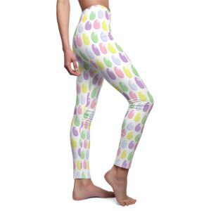 Easter Egg Leggings – White Leggings with colorful easter eggs – fun Easter Leggings – Women’s Cut & Sew Casual Leggings